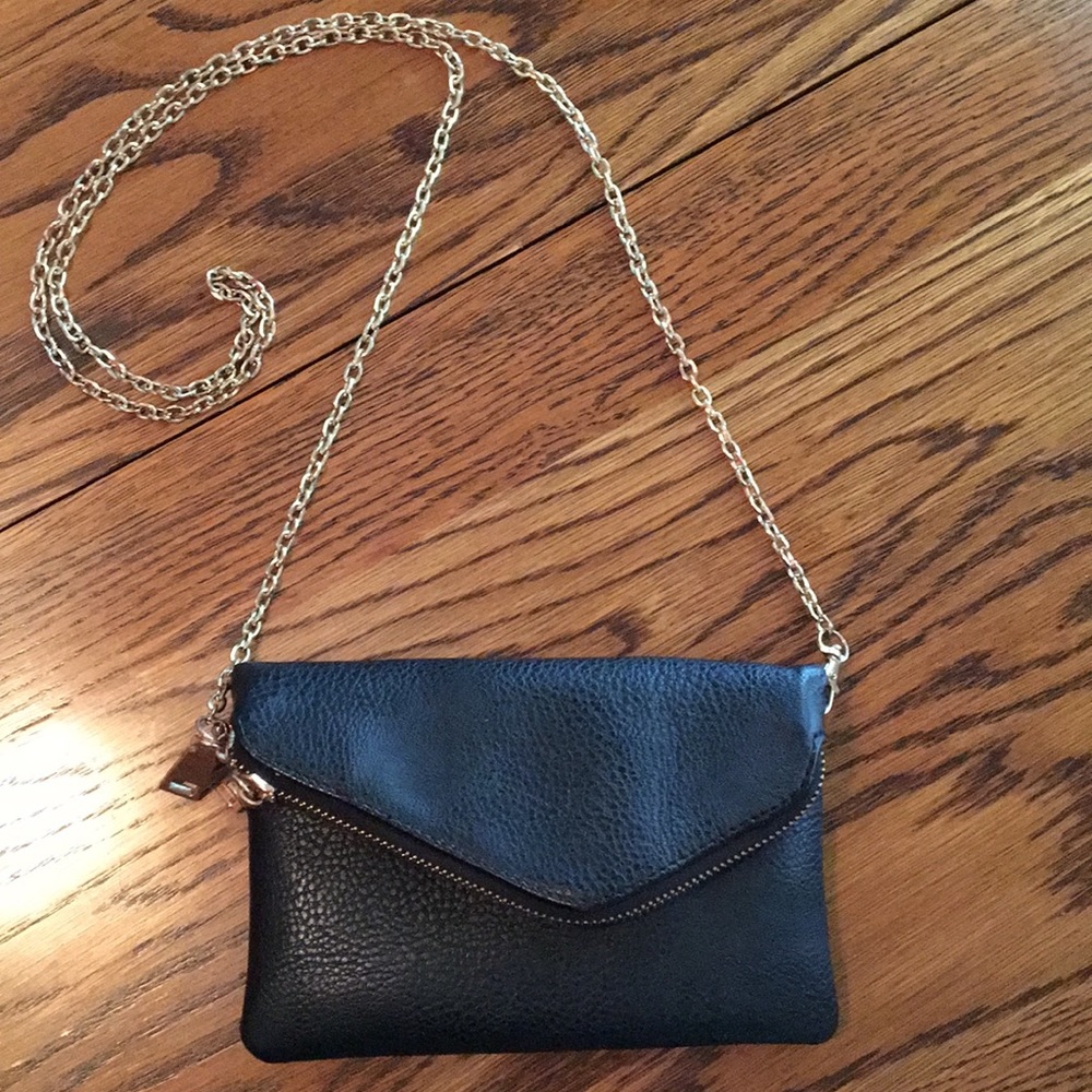 Clutch purse with gold chain
